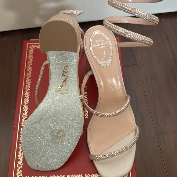 Rene Caovilla Cleo Block Heels - Beige - Picture 2 of 4